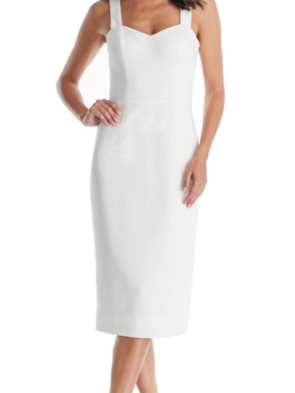 Dress the Population Nicole Sweatheart Midi Sheath Dress White XXL 14